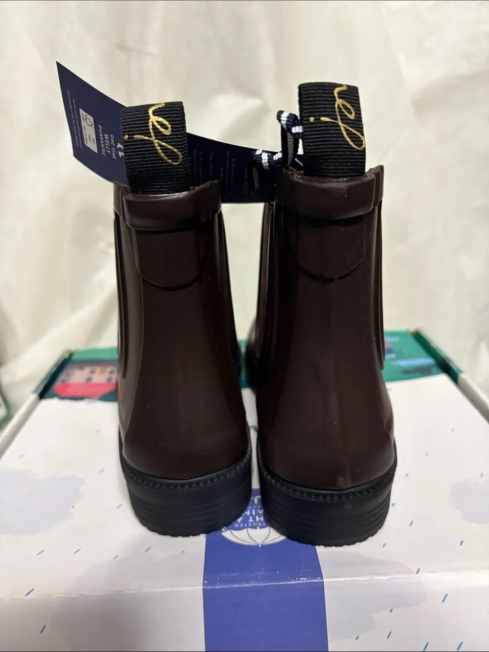 Joules Brown Ankle Rain Boots size US 8 NWT